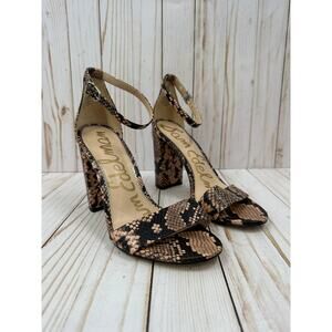 Sam Edelman Yaro Dusty Rose Snake Print Ankle Strap Heels Size 8.5